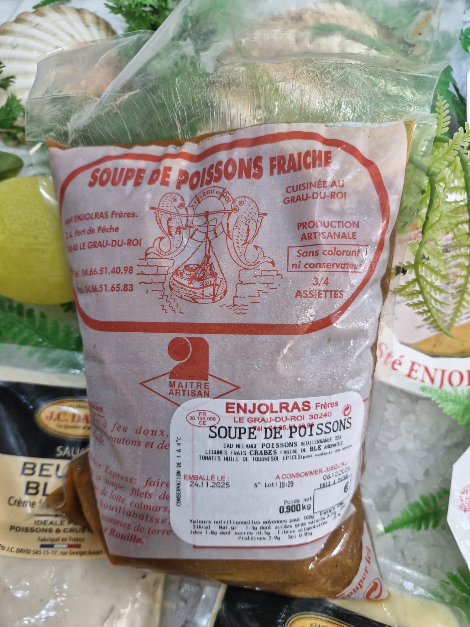 Soupe de poisson de roche artisanale